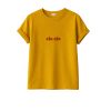 damski t-shirt,żółty,  koszulka żółta, z nadrukiem, napisem cin cin, na lato, mango, polska marka by the moon