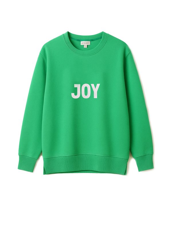 zielona bluza z napisem, nadrukiem JOY, cienka dzianina pętelka, over-size, damska, bawełniana, polska marka