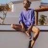 bluza fioletowa, damska, z napisem, nadrukiem HOPE, cienka dzianina, polska marka by the moon,