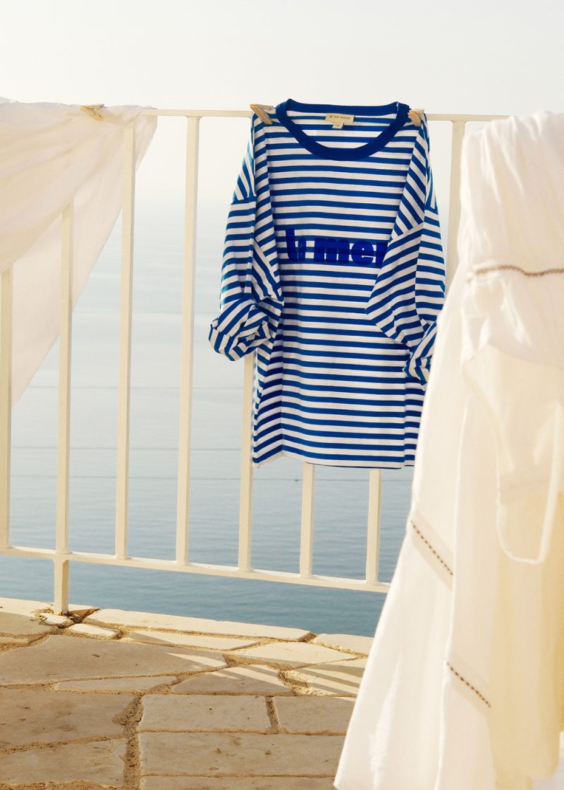 bluzka la mer, w paski niebiesko-białe, oversize longsleeve