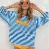 longsleeve w biało-niebieskie paski, paseczki, z napisem soleil, polska marka, bawełna