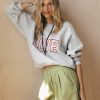 bluza damska szara, melanżowa, melange, z haftem LOVE, bawełna, polska marka