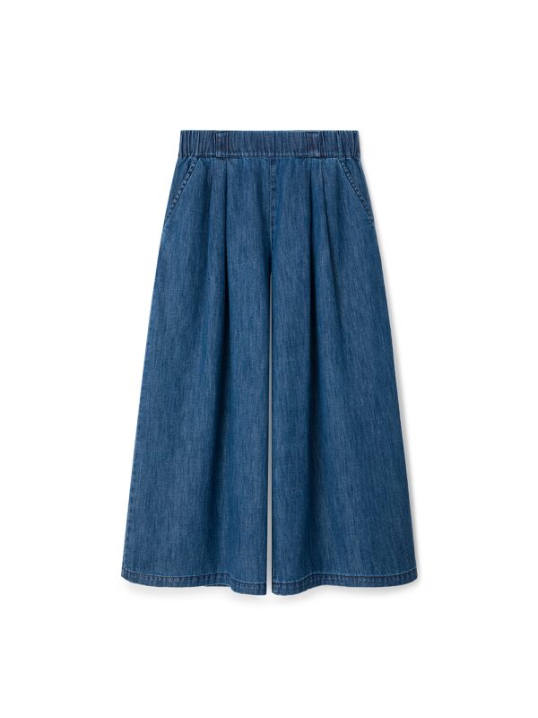 denimowe kuloty, z denimu, jeansowe, szerokie, na gumkę, z jeansu, dżinsowe, luźne, damskie, polska marka, by the moon